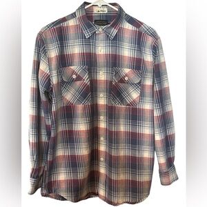 Pendleton Shirt Men's Red Blue Surf Beach Shack Twill Casual Madras Plaid Hiking